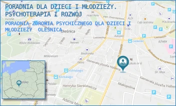 PORADNIA ZDROWIA PSYCHICZNEGO DLA DZIECI I MŁODZIEŻY - PORADNIA DLA DZIECI I MŁODZIEŻY. PSYCHOTERAPIA I ROZWÓJ - UL. GEN. JÓZEFA HALLERA 23/AB,  OLEŚNICA