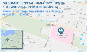 PORADNIA LECZENIA UZALEŻNIEŃ DLA DZIECI I MŁODZIEŻY - "GŁOGOWSKI SZPITAL POWIATOWY" SPÓŁKA Z OGRANICZONĄ ODPOWIEDZIALNOŚCIĄ - UL. TADEUSZA KOŚCIUSZKI 15,  GŁOGÓW