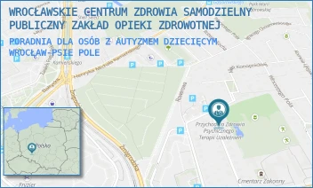 PORADNIA DLA OSÓB Z AUTYZMEM DZIECIĘCYM - WROCŁAWSKIE CENTRUM ZDROWIA SAMODZIELNY PUBLICZNY ZAKŁAD OPIEKI ZDROWOTNEJ - UL. SAMUELA BOGUMIŁA LINDEGO 19-21,  WROCŁAW-PSIE POLE