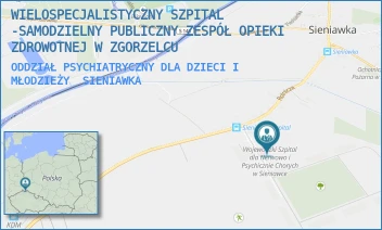 ODDZIAŁ PSYCHIATRYCZNY DLA DZIECI I MŁODZIEŻY - WIELOSPECJALISTYCZNY SZPITAL -SAMODZIELNY PUBLICZNY ZESPÓŁ OPIEKI ZDROWOTNEJ W ZGORZELCU - UL. ROLNICZA 25,  SIENIAWKA