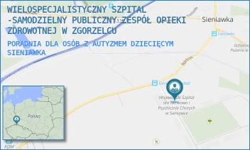 PORADNIA DLA OSÓB Z AUTYZMEM DZIECIĘCYM - WIELOSPECJALISTYCZNY SZPITAL -SAMODZIELNY PUBLICZNY ZESPÓŁ OPIEKI ZDROWOTNEJ W ZGORZELCU - UL. ROLNICZA 25,  SIENIAWKA