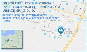 DZIENNY ODDZIAŁ PSYCHIATRYCZNY RAHABILITACYJNY DLA DZIECI I MŁODZIEŻY - DOLNOŚLĄSKIE CENTRUM ZDROWIA PSYCHICZNEGO DZIECI I MŁODZIEŻY W LUBINIE SP. Z O. O. - UL. MARII KONOPNICKIEJ 5,  LUBIN