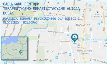 PORADNIA ZDROWIA PSYCHICZNEGO DLA DZIECI I MŁODZIEŻY - GADU-GADU CENTRUM TERAPEUTYCZNO-REHABILITACYJNE ALICJA BOSAK - OGRODOWA 14,  BIŁGORAJ