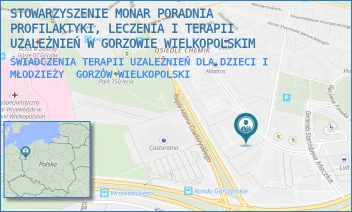 ŚWIADCZENIA TERAPII UZALEŻNIEŃ DLA DZIECI I MŁODZIEŻY - STOWARZYSZENIE MONAR PORADNIA PROFILAKTYKI, LECZENIA I TERAPII UZALEŻNIEŃ W GORZOWIE WIELKOPOLSKIM - UL. MICHAŁA KLEOFASA OGIŃSKIEGO 43,  GORZÓW WIELKOPOLSKI