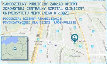 PODODDZIAŁ DZIENNY REHABILITACJI PSYCHIATRYCZNEJ DLA DZIECI - SAMODZIELNY PUBLICZNY ZAKŁAD OPIEKI ZDROWOTNEJ CENTRALNY SZPITAL KLINICZNY UNIWERSYTETU MEDYCZNEGO W ŁODZI - UL. PIOTRA BARDOWSKIEGO 1,  ŁÓDŹ-POLESIE