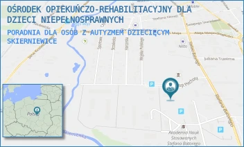 PORADNIA DLA OSÓB Z AUTYZMEM DZIECIĘCYM - OŚRODEK OPIEKUŃCZO-REHABILITACYJNY DLA DZIECI NIEPEŁNOSPRAWNYCH - UL. STEFANA BATOREGO 64H,  SKIERNIEWICE
