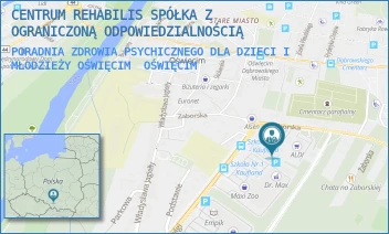 PORADNIA ZDROWIA PSYCHICZNEGO DLA DZIECI I MŁODZIEŻY OŚWIĘCIM - CENTRUM REHABILIS SPÓŁKA Z OGRANICZONĄ ODPOWIEDZIALNOŚCIĄ - ZABORSKA 24B,  OŚWIĘCIM