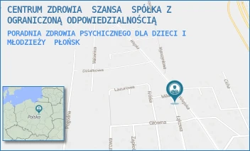 PORADNIA ZDROWIA PSYCHICZNEGO DLA DZIECI I MŁODZIEŻY - CENTRUM ZDROWIA  SZANSA  SPÓŁKA Z OGRANICZONĄ ODPOWIEDZIALNOŚCIĄ - WIEJSKA 25B,  PŁOŃSK