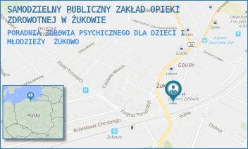 PORADNIA ZDROWIA PSYCHICZNEGO DLA DZIECI I MŁODZIEŻY - SAMODZIELNY PUBLICZNY ZAKŁAD OPIEKI ZDROWOTNEJ W ŻUKOWIE - UL. POŻARNA 4,  ŻUKOWO