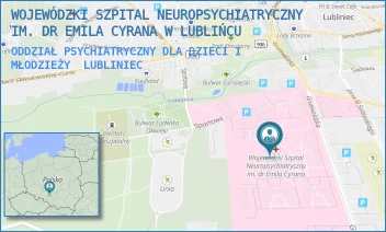 ODDZIAŁ PSYCHIATRYCZNY DLA DZIECI I MŁODZIEŻY - WOJEWÓDZKI SZPITAL NEUROPSYCHIATRYCZNY IM. DR EMILA CYRANA W LUBLIŃCU - UL. GRUNWALDZKA 48,  LUBLINIEC