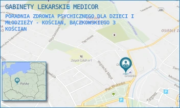 PORADNIA ZDROWIA PSYCHICZNEGO DLA DZIECI I MŁODZIEŻY - KOŚCIAN, BĄCZKOWSKIEGO 3 - GABINETY LEKARSKIE MEDICOR - BĄCZKOWSKIEGO 3,  KOŚCIAN