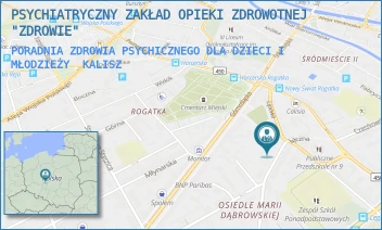 PORADNIA ZDROWIA PSYCHICZNEGO DLA DZIECI I MŁODZIEŻY - PSYCHIATRYCZNY ZAKŁAD OPIEKI ZDROWOTNEJ  ZDROWIE SPÓŁKA Z OGRANICZONĄ ODPOWIEDZIALNOŚCIĄ - LIPOWA 5,  KALISZ