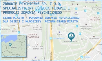 STARE MIASTO - PORADNIA ZDROWIA PSYCHICZNEGO DLA DZIECI I MŁODZIEŻY - ZDROWIE PSYCHICZNE SP. Z O.O. SPECJALISTYCZNY OŚRODEK TERAPII I PROMOCJI ZDROWIA PSYCHICZNEGO - OS. PRZYJAŹNI 134,  POZNAŃ-STARE MIASTO