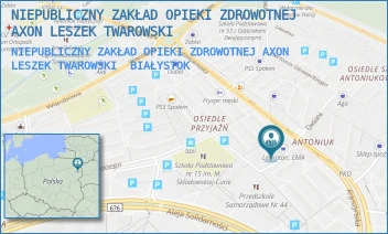 NIEPUBLICZNY ZAKŁAD OPIEKI ZDROWOTNEJ AXON LESZEK TWAROWSKI - NIEPUBLICZNY ZAKŁAD OPIEKI ZDROWOTNEJ AXON LESZEK TWAROWSKI - ANTONIUKOWSKA 11/GAB. 1.1, 1.7, 1.8, 1.9,1.10,  BIAŁYSTOK